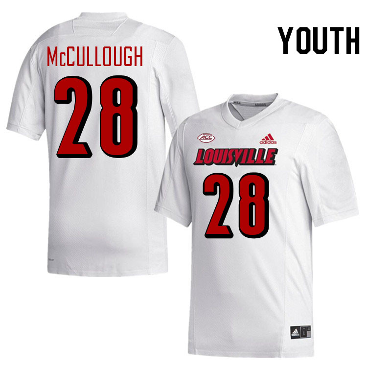 Youth #28 Daeh McCullough Louisville Cardinals College Football Jerseys Stitched-White